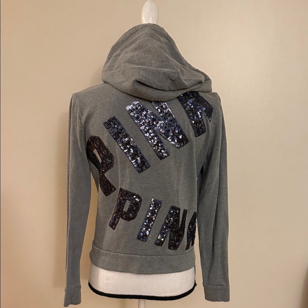 PINK Victoria's Secret Gray Sequin Hoodie